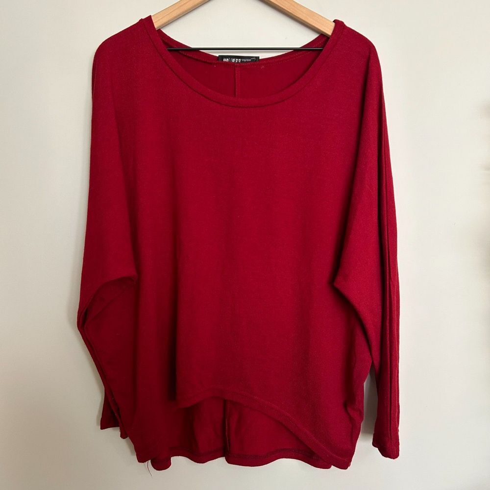 Long Sleeve Burgundy Drapey oversized Tee